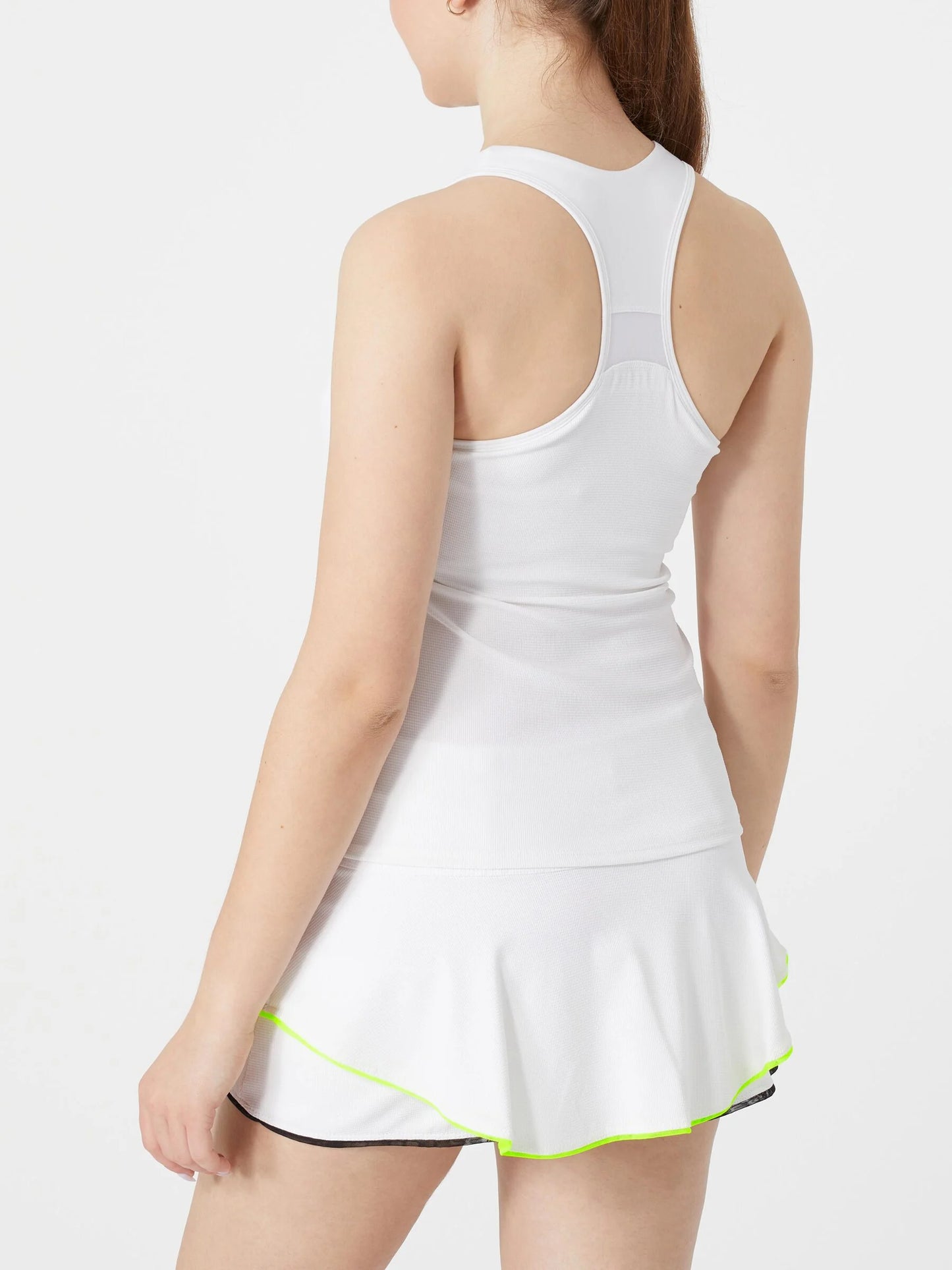 Pique'V Tank w/Bra-White : XL