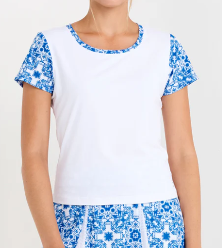 Sofibella Miss Santorini Short Sleeve Top in White