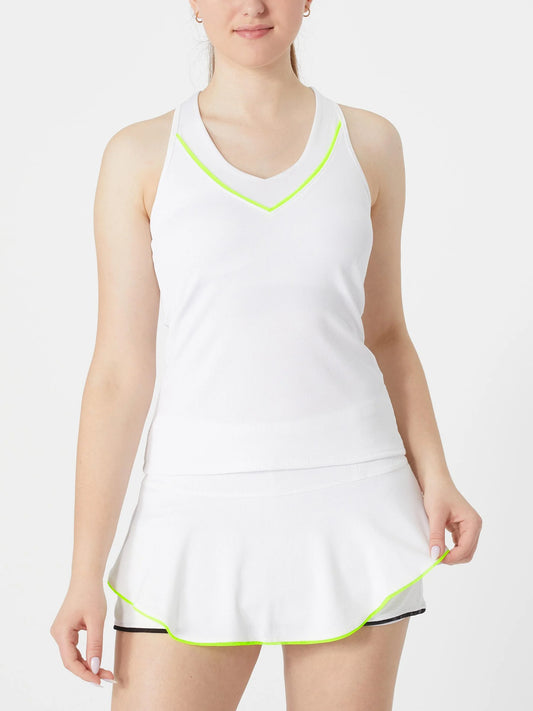 Pique'V Tank w/Bra-White : XL